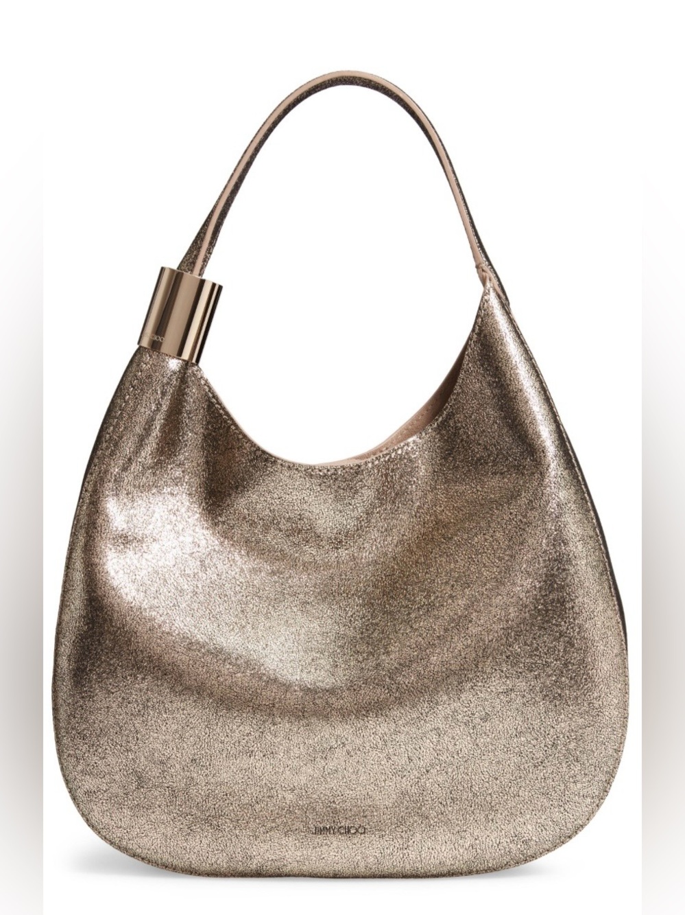 Jimmy Choo Stevie Goatskin Leather Metallic Gold Hobo Bag